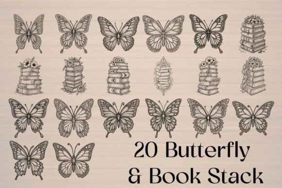 Butterfly & Book Stack: Vintage Charm for Modern Makers