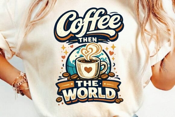 Coffee Then The World Design PNG: A Morning Motivation Asset