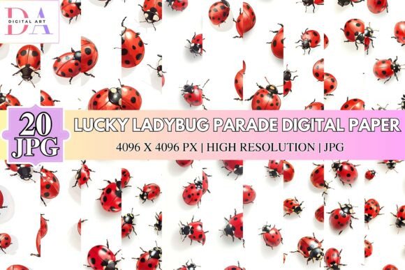 Lucky Ladybug Parade Digital Paper: A Vibrant Collection for Creative Projects