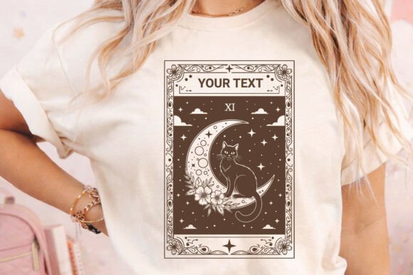 Spring Moon Cat Floral Tarot SVG Art: Your Mystical Design Muse