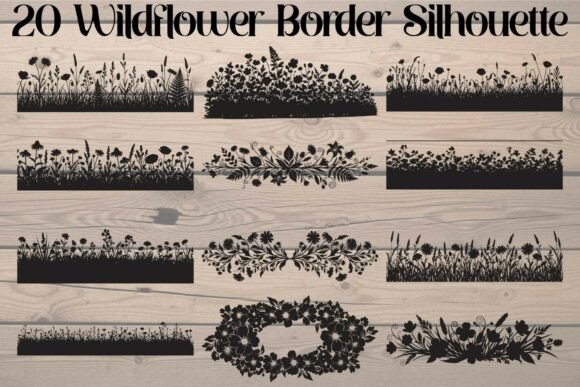Wildflower Border Silhouette: Nature's Frame for Your Designs