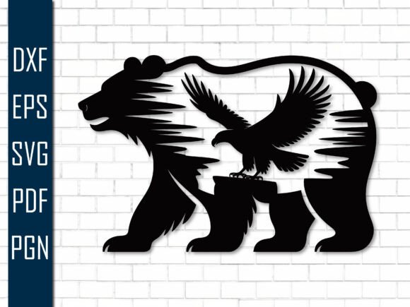 Wildlife Grizzly Bear Eagle Metal Sign: A Rugged Design Asset